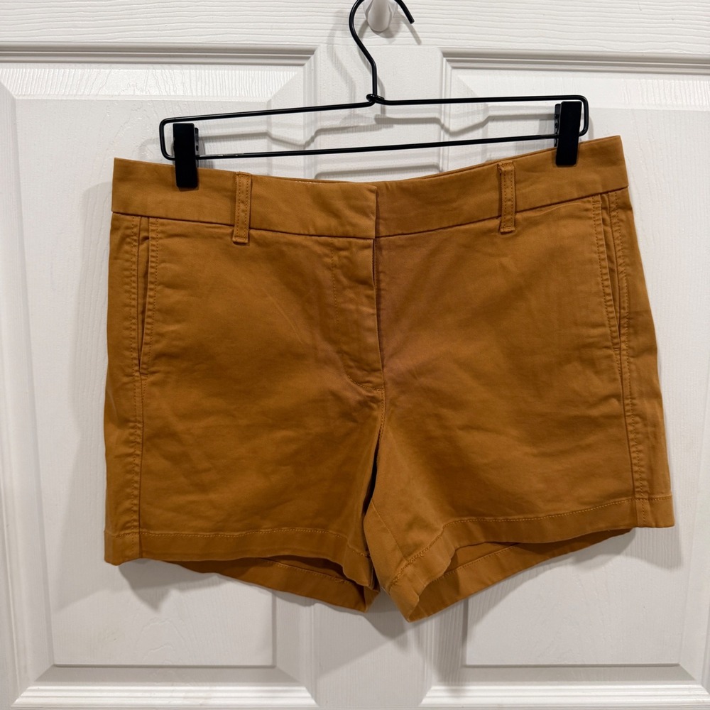 J.Crew Womens Chino Shorts Ochre Brown Cotton Stretch H5806 Size 10